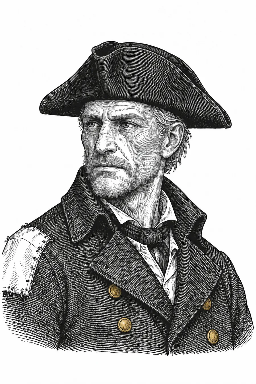 Pen-and-ink plate of the CaptainCurtAi captain