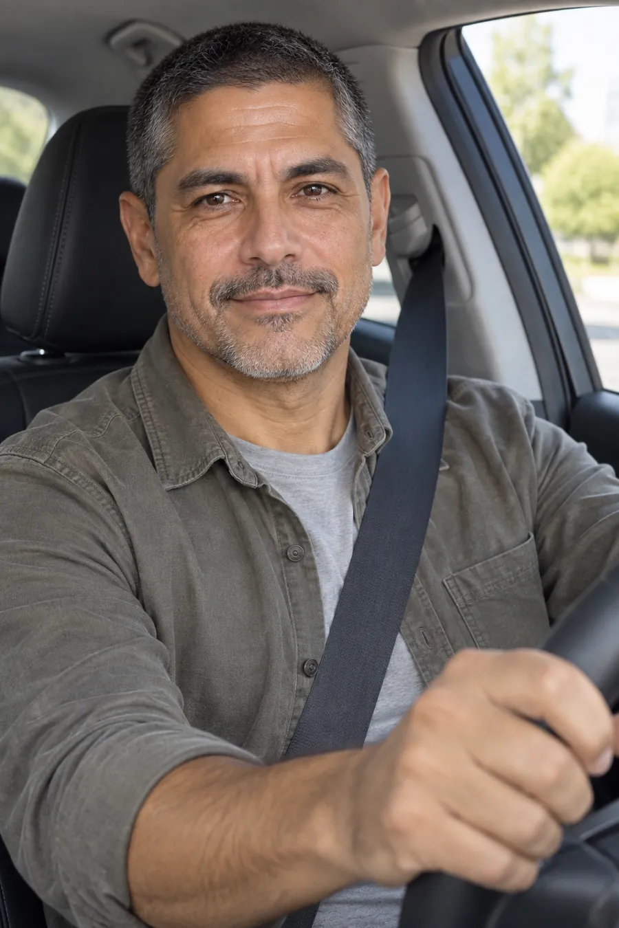 Richard at the wheel of a car